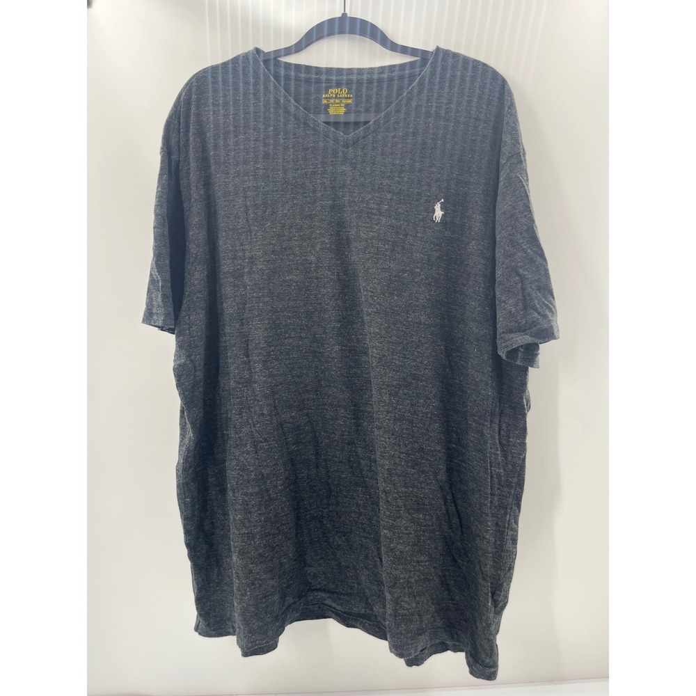Polo Ralph Lauren Mens XXL Classic Fit V-Neck T-Shirt Charcoal Gray Heather Pony